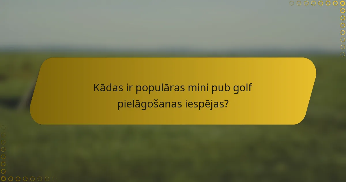 Kādas ir populāras mini pub golf pielāgošanas iespējas?